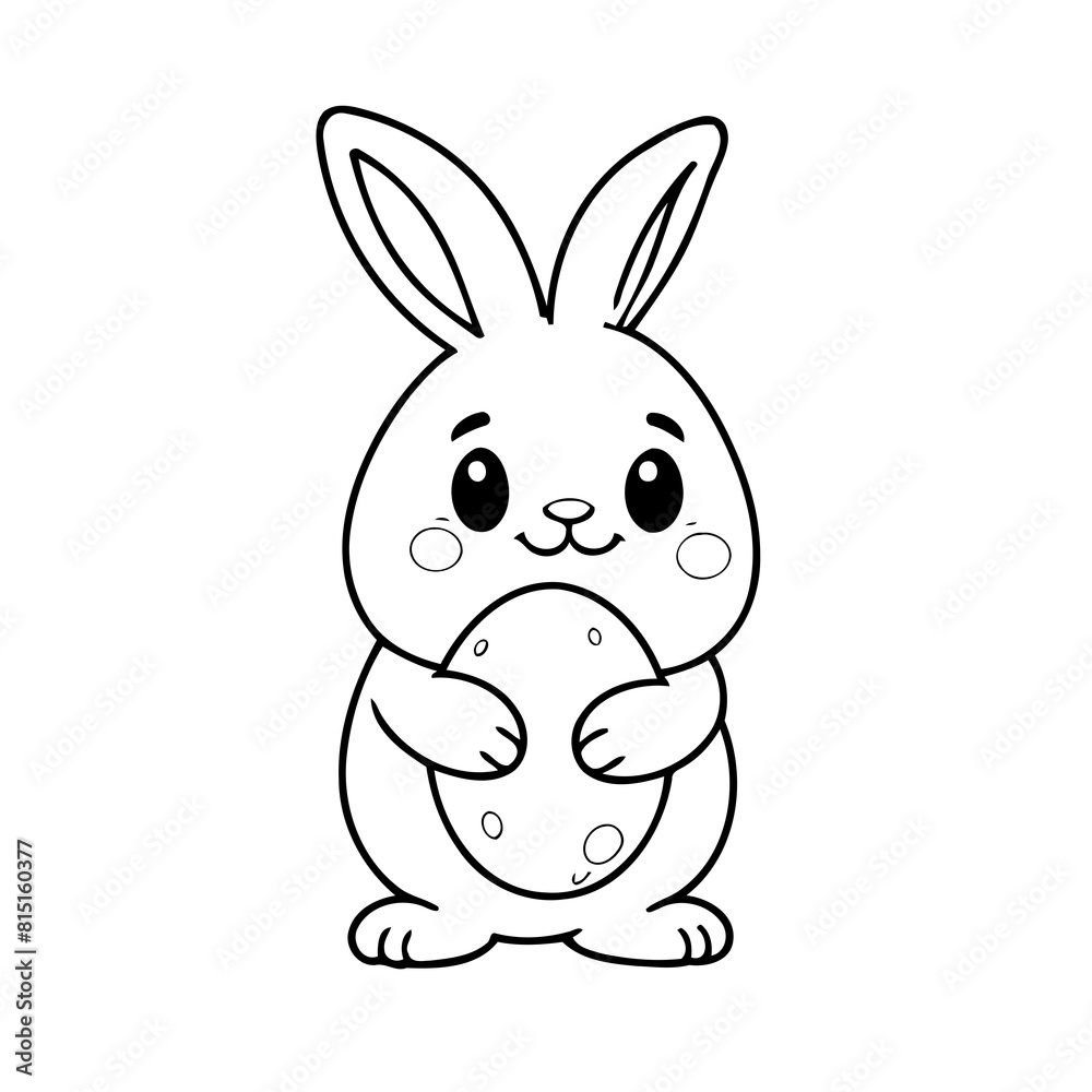 Obraz premium Cute vector illustration Bunny hand drawn for kids coloring page