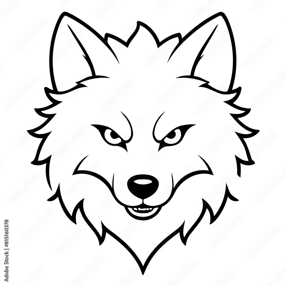 Simple vector illustration of Wolf drawing for toddlers colouring page Simple vector illustration of Wolf drawing for toddlers colouring page