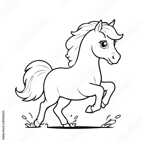 Vector illustration of a cute Horse doodle for kids coloring worksheet