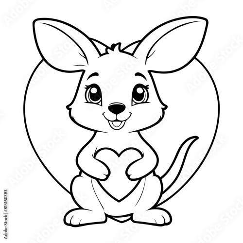 Simple vector illustration of Kangaroo drawing for toddlers colouring page