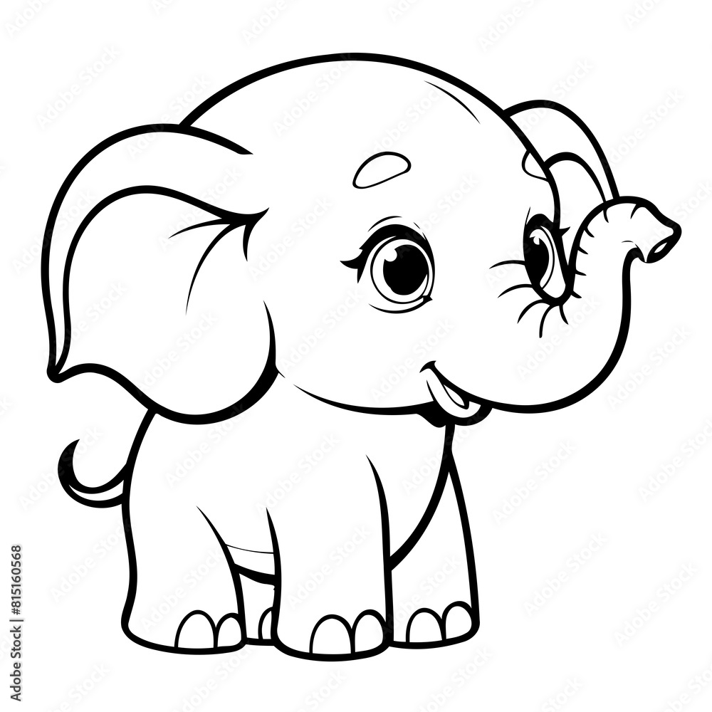 Cute vector illustration Elephant for kids colouring worksheet Cute vector illustration Elephant for kids colouring worksheet