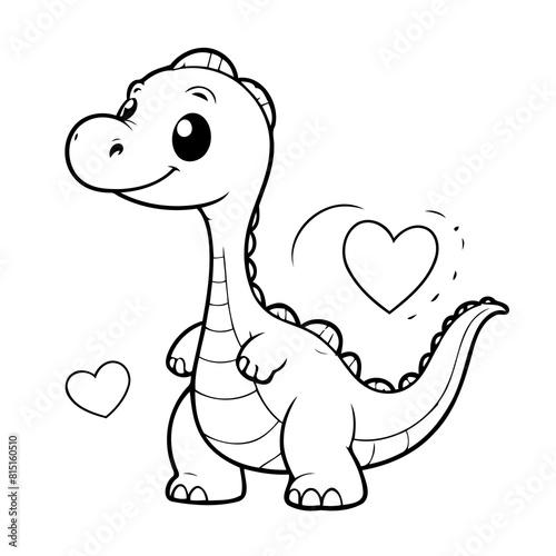 Cute vector illustration Diplodocus drawing for toddlers book