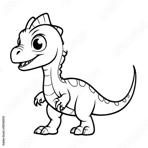 Vector illustration of a cute Velociraptor drawing for toddlers coloring activity