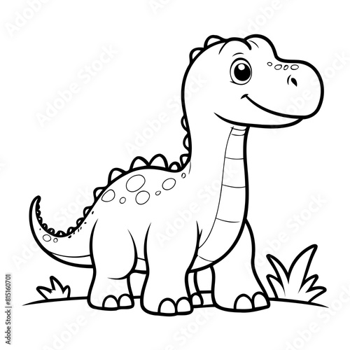 Simple vector illustration of Diplodocus drawing for kids colouring page
