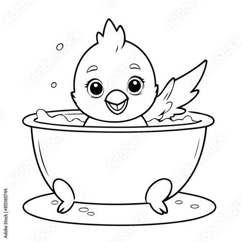 Simple vector illustration of Cardinal drawing for kids colouring page