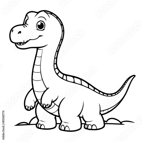 Vector illustration of a cute Brachiosaurus doodle for toddlers worksheet