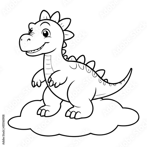 Vector illustration of a cute Spinosaurus doodle for children worksheet