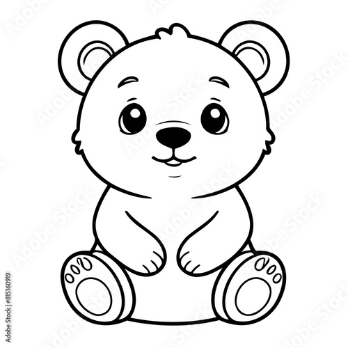 Vector illustration of a cute Bear drawing for kids page