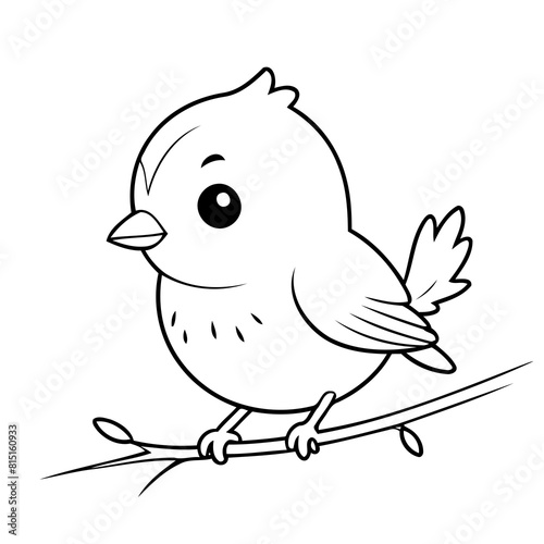Vector illustration of a cute Bird drawing for kids colouring activity