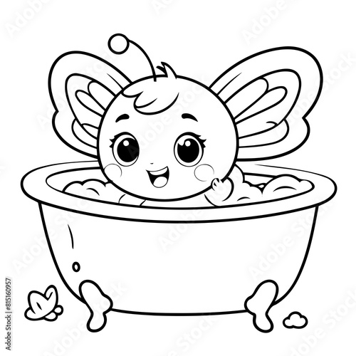 Cute vector illustration Butterfly for kids colouring page