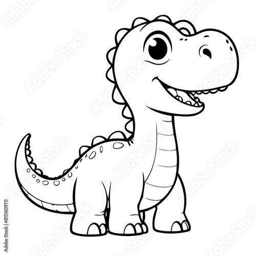 Vector illustration of a cute Diplodocus doodle drawing for kids page