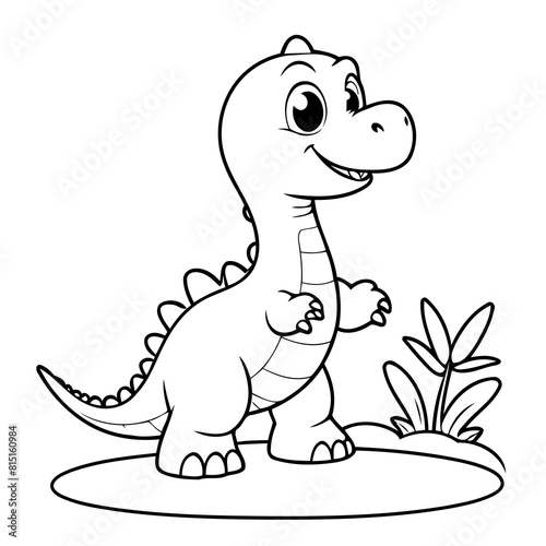 Simple vector illustration of Diplodocus hand drawn for toddlers