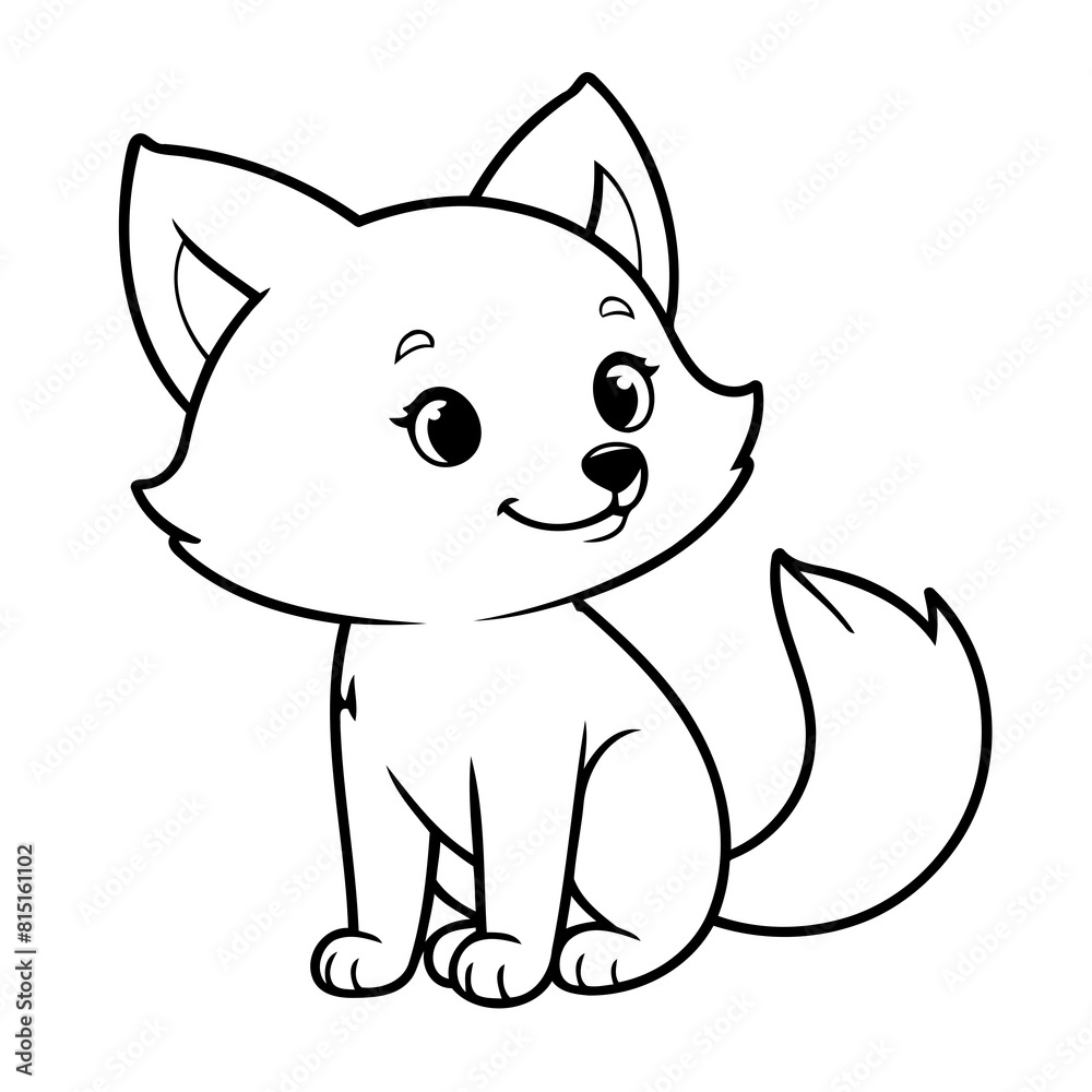 Simple vector illustration of Fox outline for colouring page