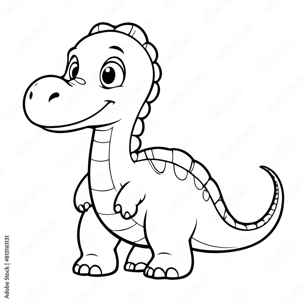 Fototapeta premium Simple vector illustration of Diplodocus outline for colouring page
