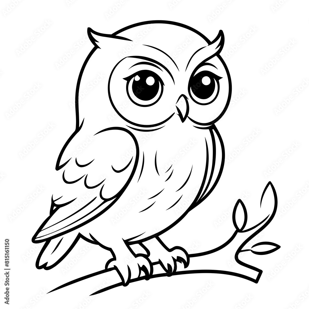 Fototapeta premium Cute vector illustration Owl doodle for toddlers worksheet