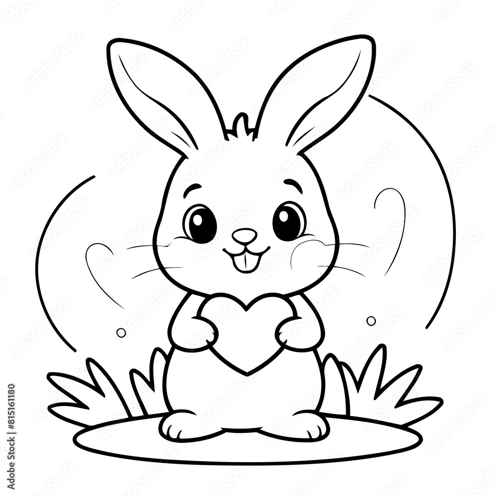 Vector illustration of a cute Rabbit drawing for kids colouring page Vector illustration of a cute Rabbit drawing for kids colouring page