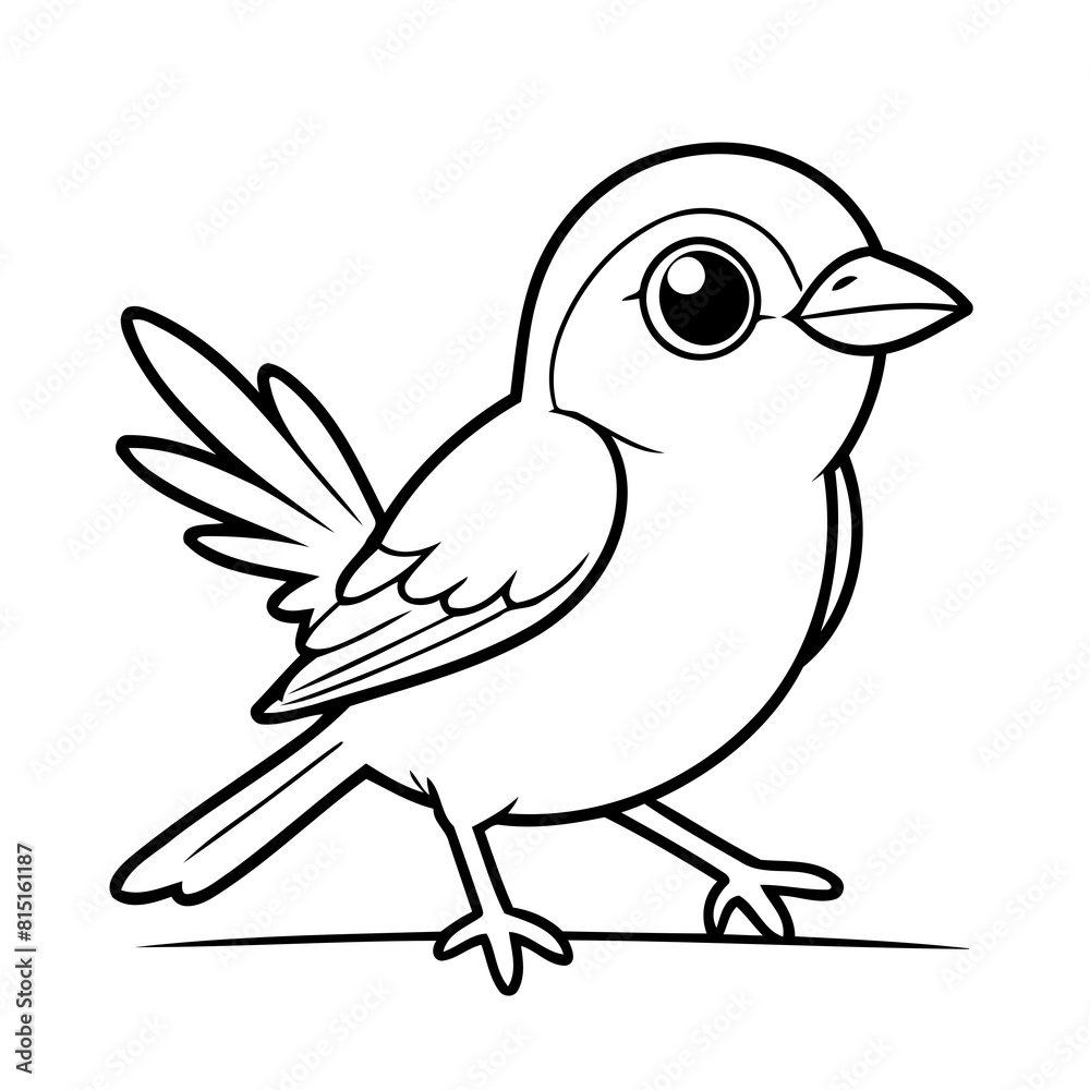 Simple vector illustration of Sparrow drawing for kids colouring page Simple vector illustration of Sparrow drawing for kids colouring page