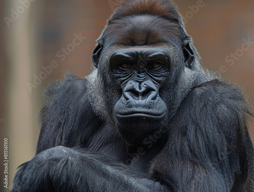lose-up portrait of a gorilla s face