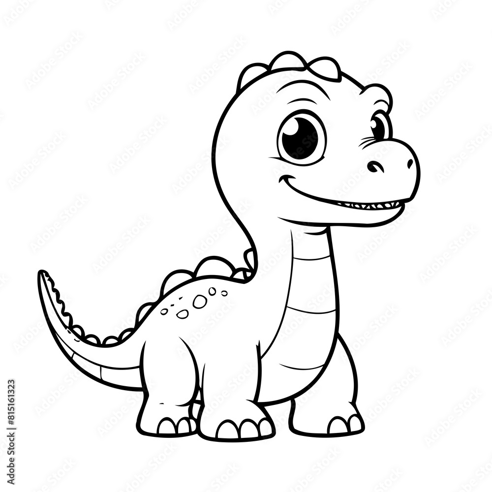 Obraz premium Vector illustration of a cute Diplodocus doodle for kids coloring worksheet