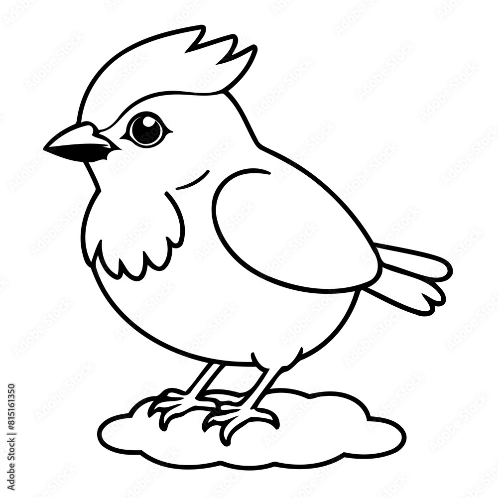 Obraz premium Cute vector illustration BlueJay doodle black and white for kids page