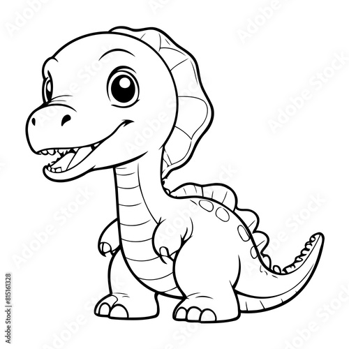 Cute vector illustration Diplodocus drawing for kids page