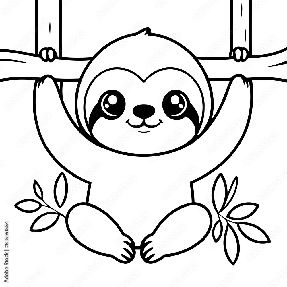 Cute vector illustration Sloth doodle for toddlers worksheet Cute vector illustration Sloth doodle for toddlers worksheet