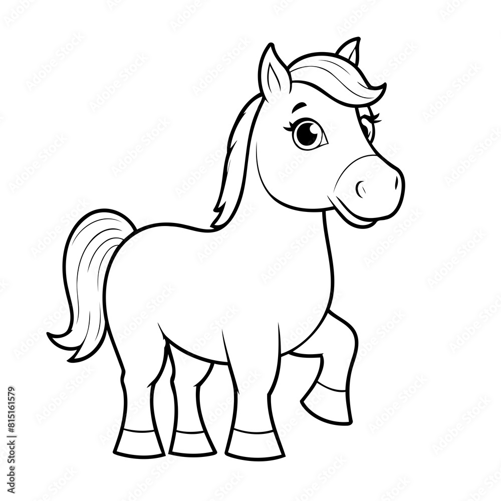 Obraz premium Vector illustration of a cute Horse doodle for kids colouring page