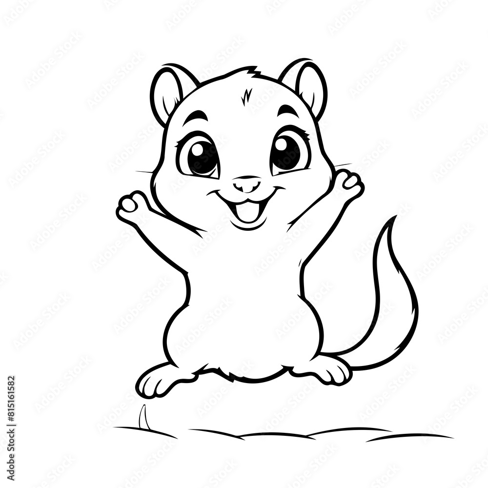 Vector illustration of a cute Chipmunk drawing colouring activity Vector illustration of a cute Chipmunk drawing colouring activity