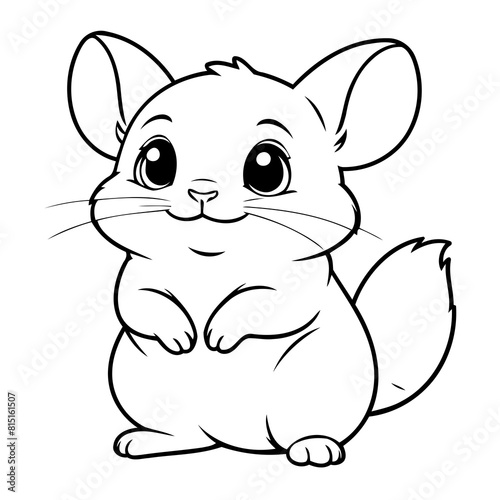 Vector illustration of a cute Chinchilla drawing for colouring page