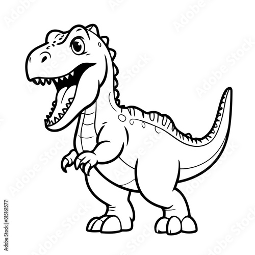 Cute vector illustration Allosaurus drawing for colouring page