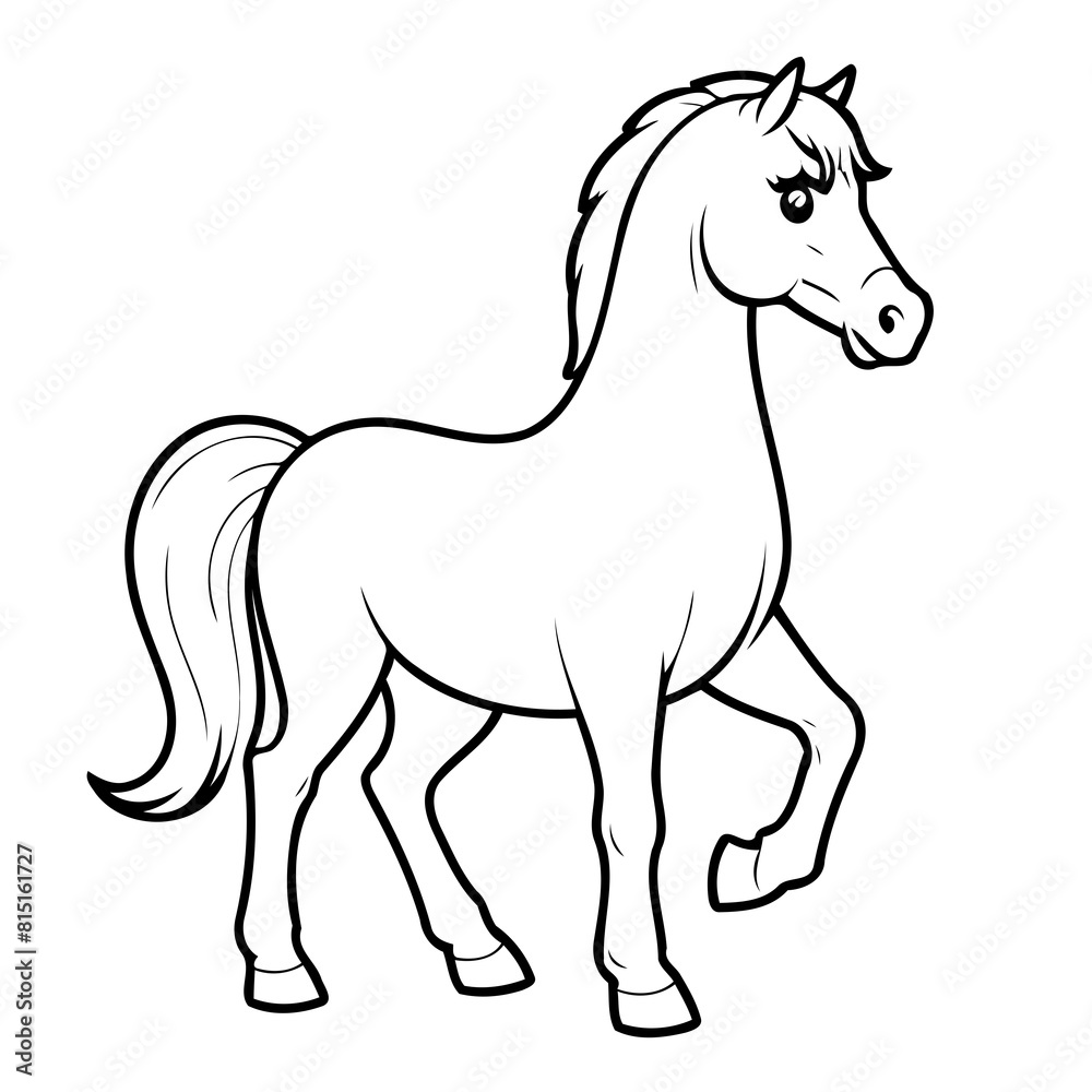 Simple vector illustration of Horse hand drawn for kids page Simple vector illustration of Horse hand drawn for kids page
