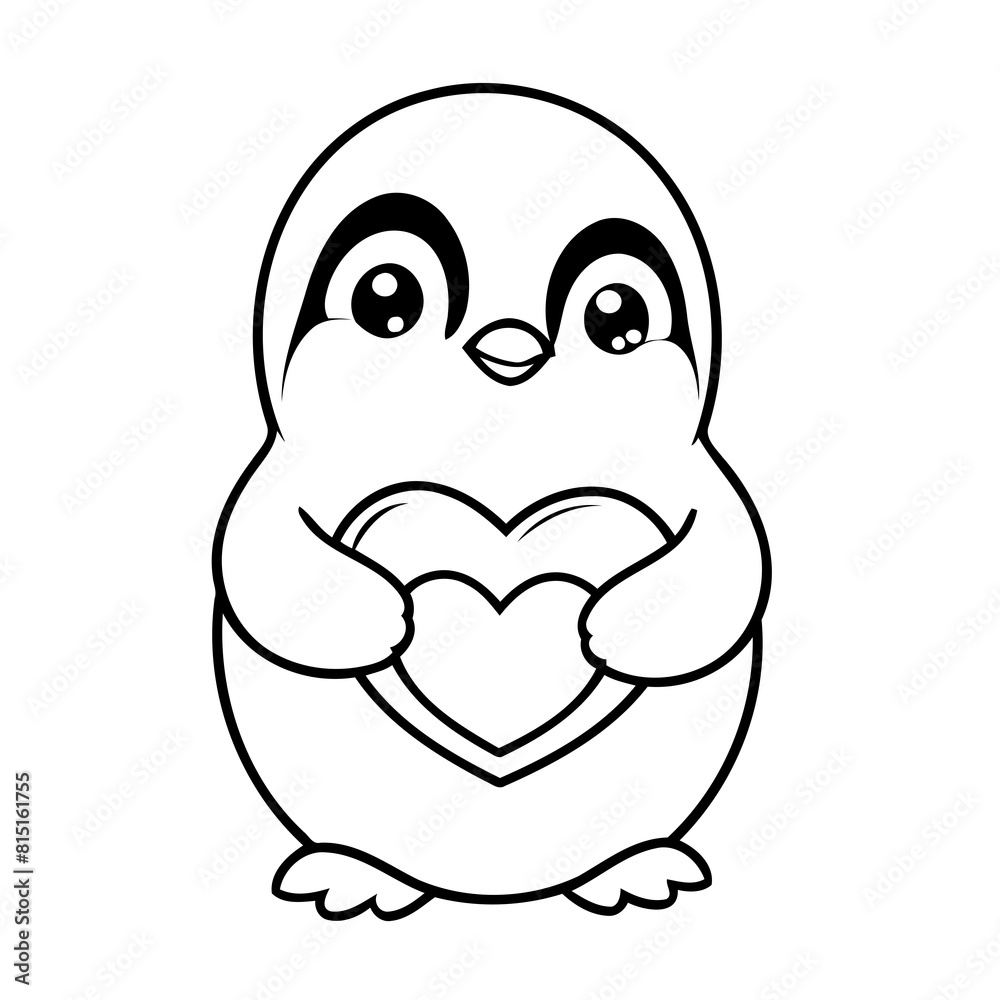 Cute vector illustration Penguin for kids colouring page Cute vector illustration Penguin for kids colouring page