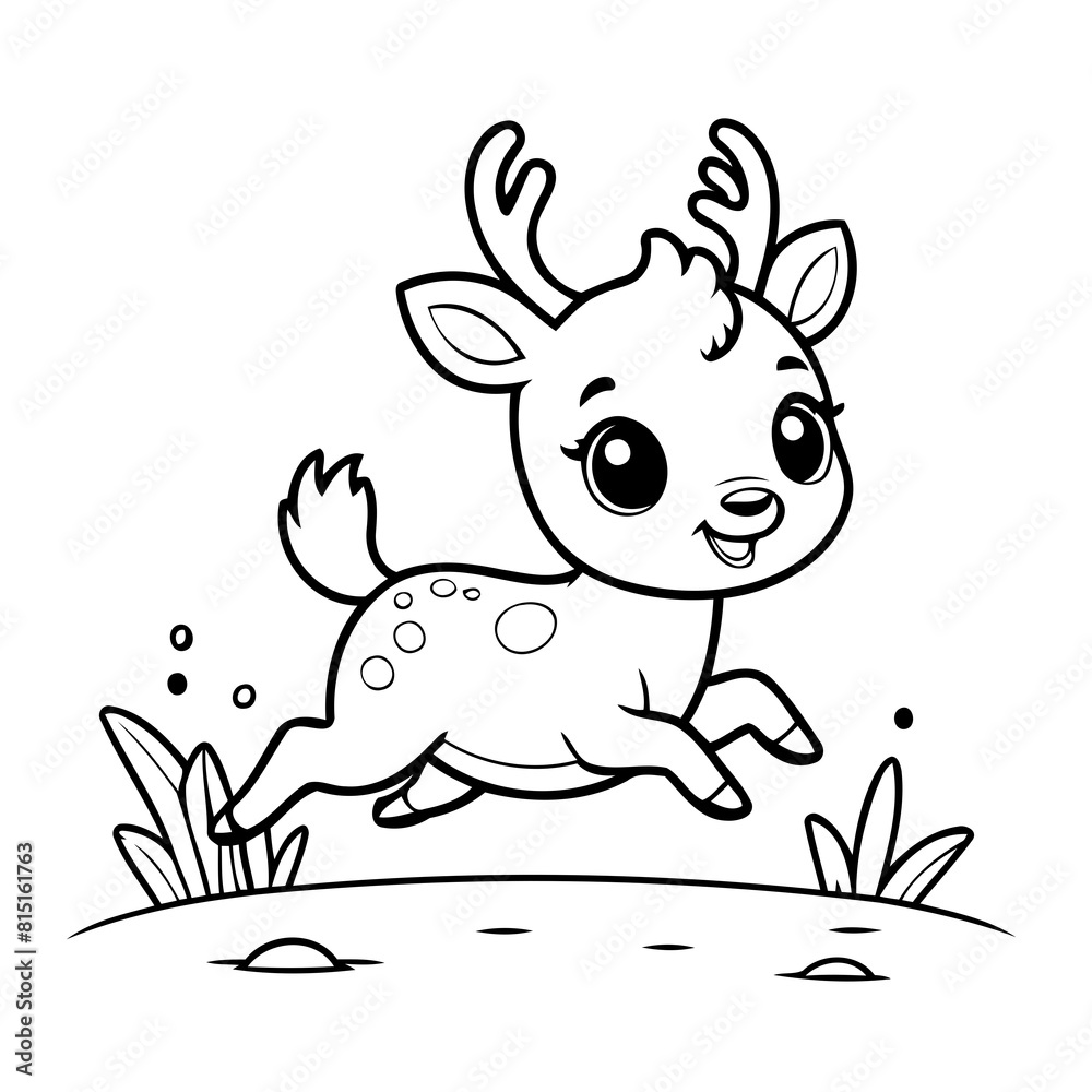 Simple vector illustration of Deer outline for colouring page Simple vector illustration of Deer outline for colouring page