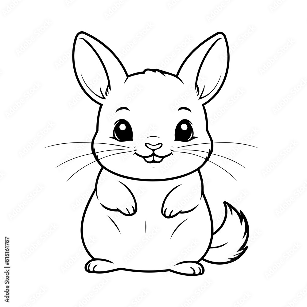 Simple vector illustration of Chinchilla hand drawn for kids page Simple vector illustration of Chinchilla hand drawn for kids page