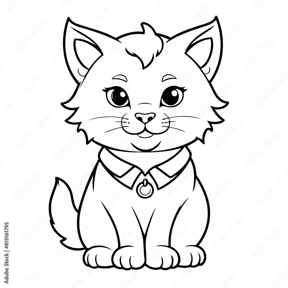 Obraz premium Simple vector illustration of Lynx drawing for kids page