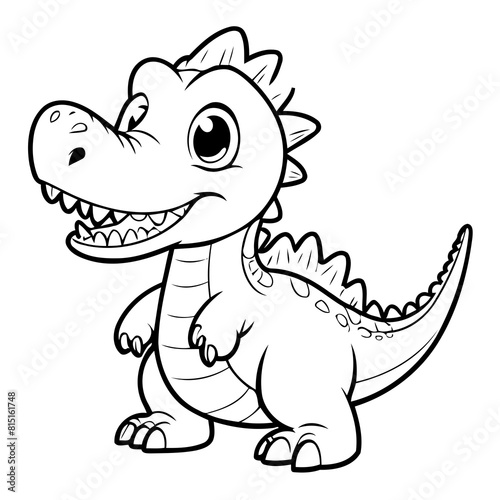 Vector illustration of a cute Spinosaurus drawing for toddlers book