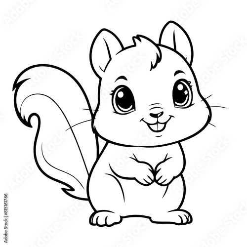 Vector illustration of a cute Squirrel drawing for colouring page