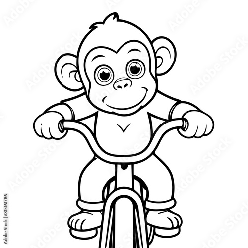 Vector illustration of a cute Chimpanzee doodle drawing for kids page