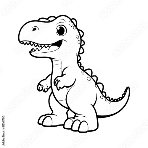 Vector illustration of a cute Tyrannosaurus drawing for kids colouring activity