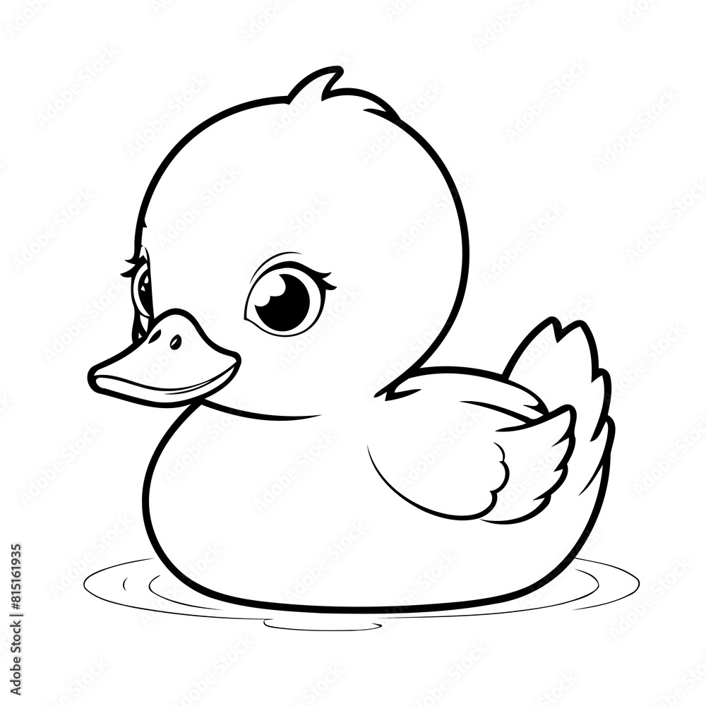 Cute vector illustration Duck colouring page for kids