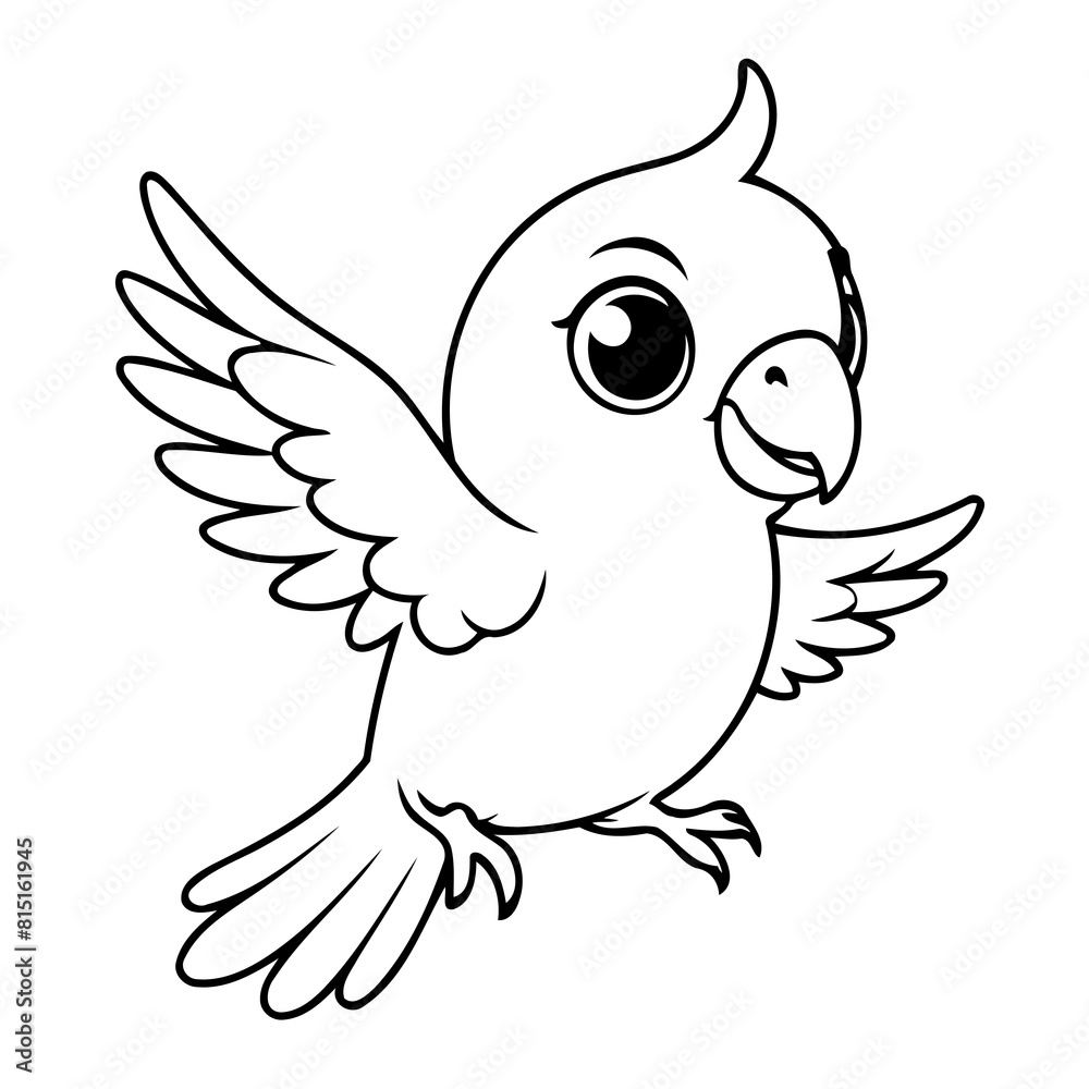 Cute vector illustration Parrot drawing for kids colouring activity Cute vector illustration Parrot drawing for kids colouring activity