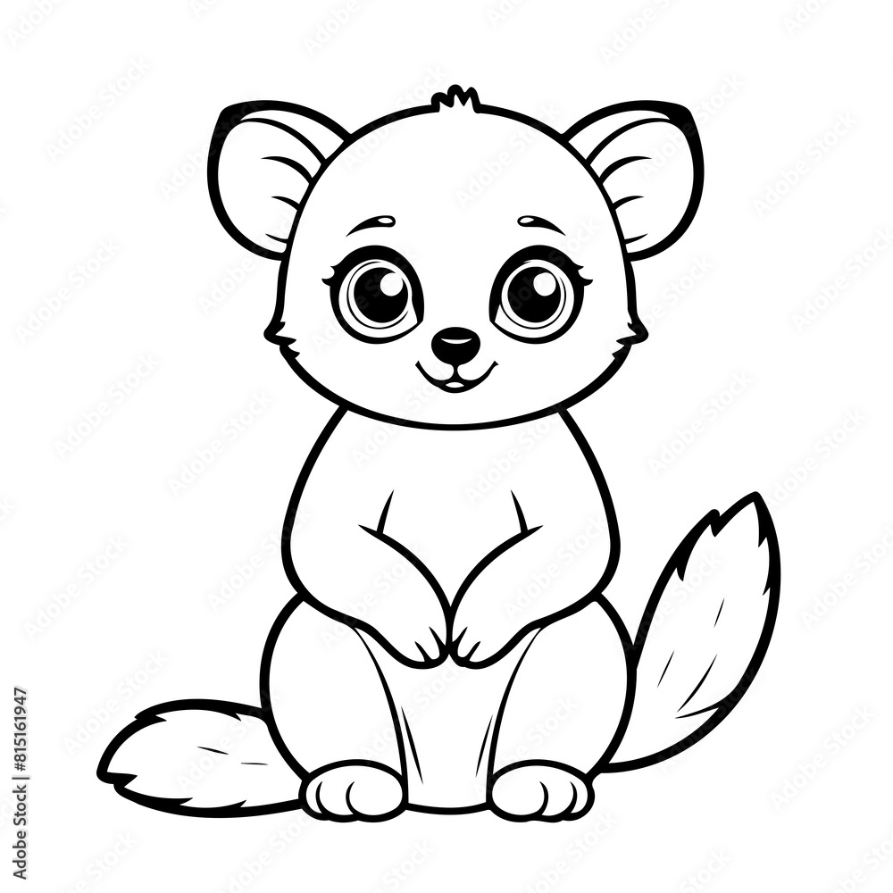 Simple vector illustration of Lemur outline for colouring page Simple vector illustration of Lemur outline for colouring page