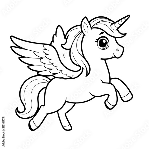 Cute vector illustration Pegasus for kids coloring activity page