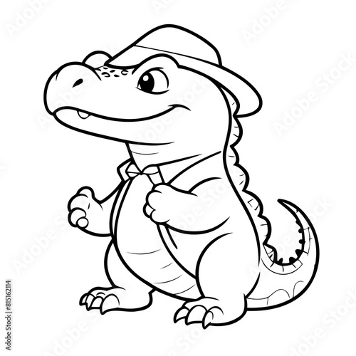 Vector illustration of a cute Alligator doodle colouring activity for kids © meastudios