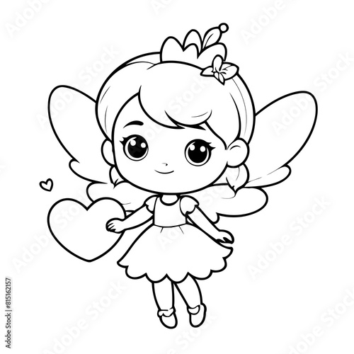 Simple vector illustration of Fairy for toddlers colouring page