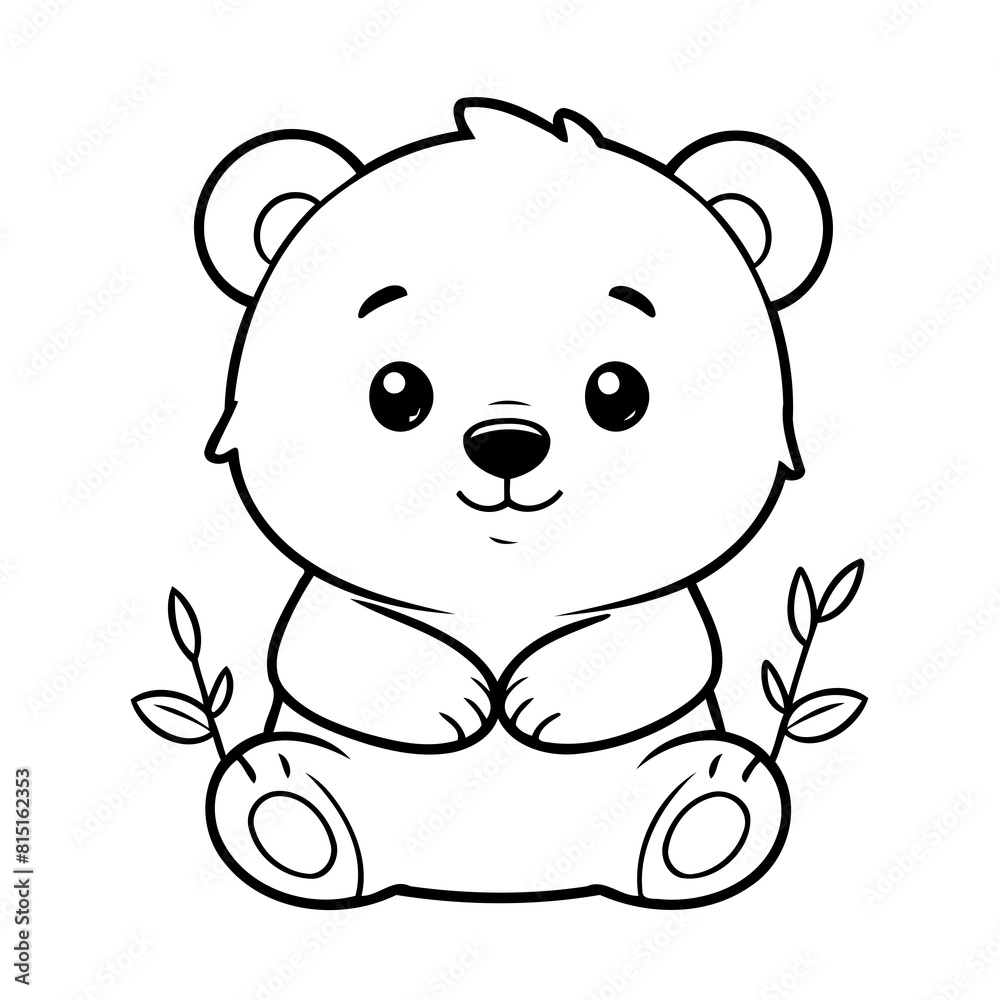 Obraz premium Cute vector illustration Bear drawing for toddlers colouring page