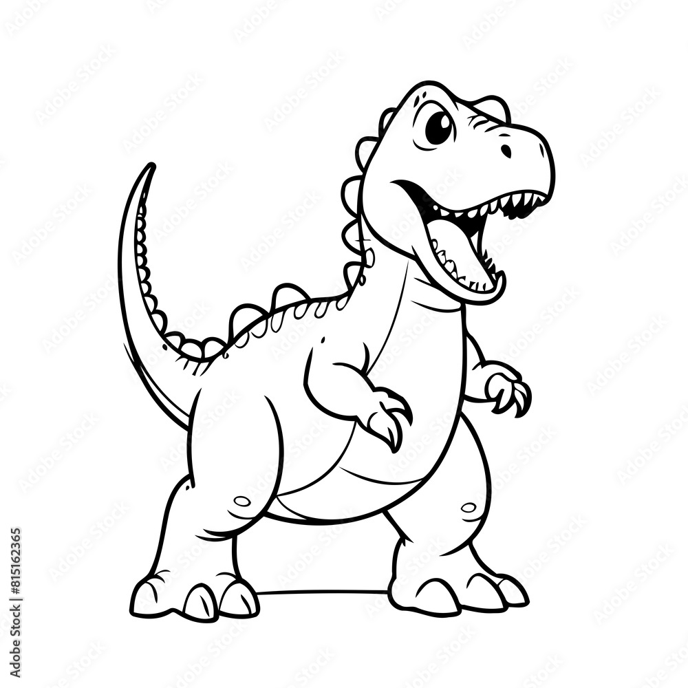 Fototapeta premium Vector illustration of a cute Allosaurus doodle drawing for kids page