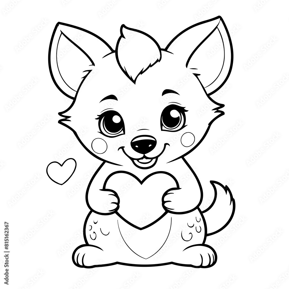 Vector illustration of a cute Hyena doodle for kids colouring page Vector illustration of a cute Hyena doodle for kids colouring page