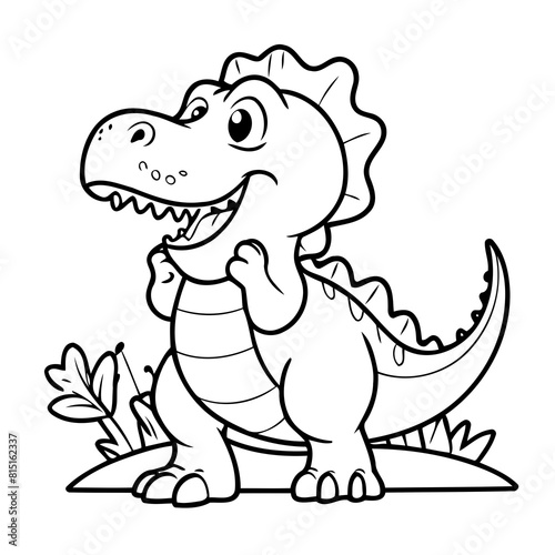 Simple vector illustration of Tyrannosaurus for toddlers colouring page