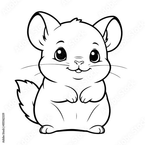 Cute vector illustration Chinchilla for kids colouring worksheet